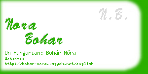 nora bohar business card