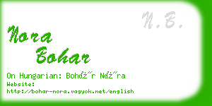 nora bohar business card